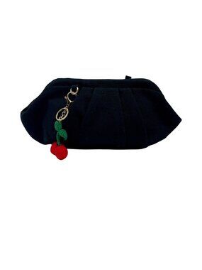 Aqua Black Linen & Cotton Pouch with Bag Charm